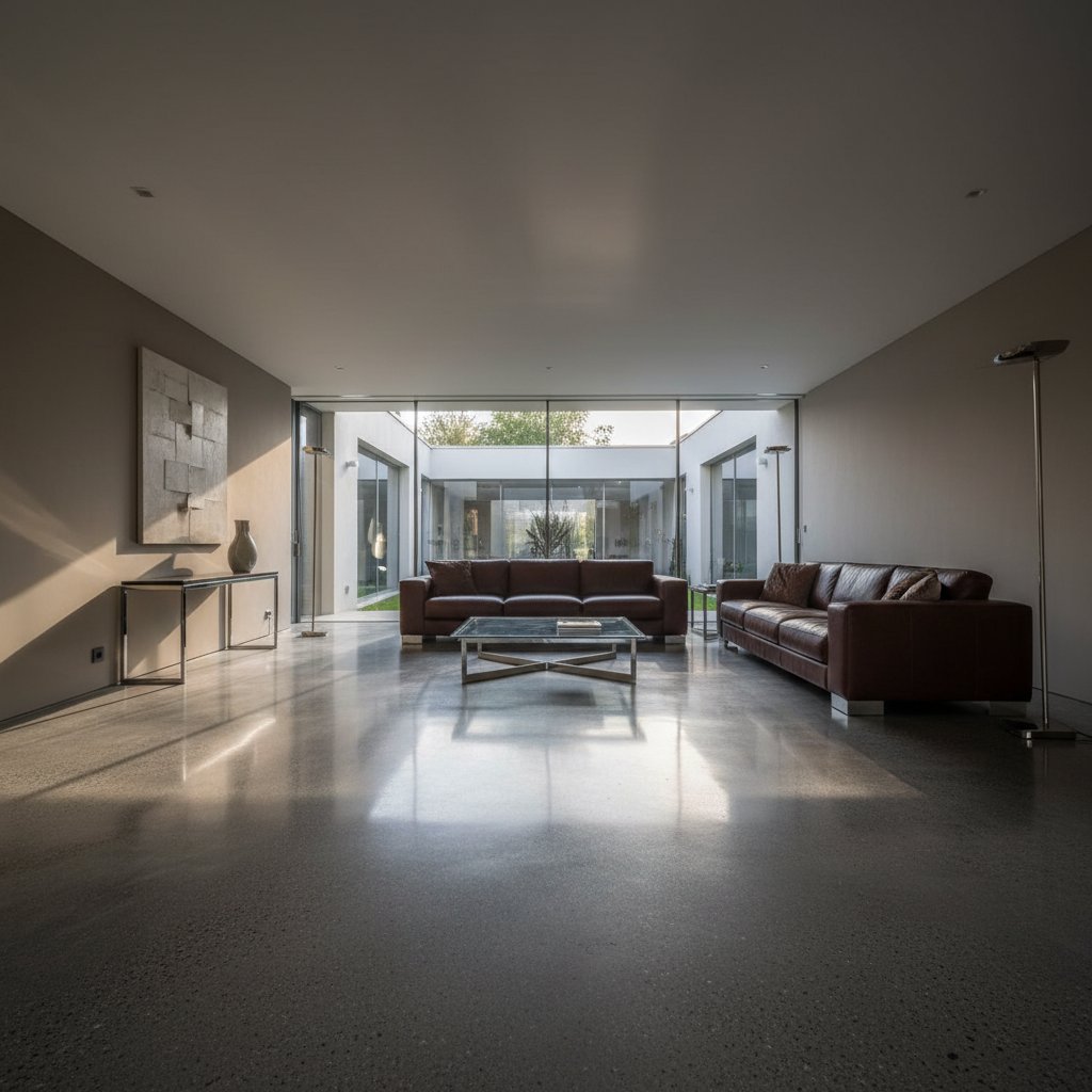 Modern residential polished concrete flooring