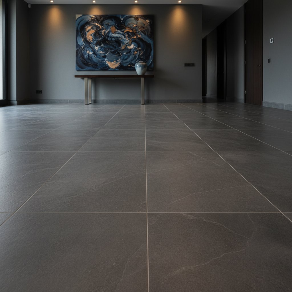 Polished concrete with decorative scoring